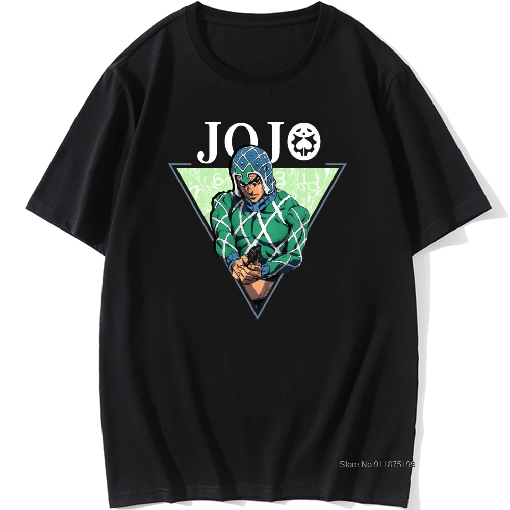 

Cool Jojo Bizarre Adventure Tshirt for Men Cartoonist Manga Guido Mista Tee Shirts Funny Slim Fit 100% Cotton T-shirt Gift Idea
