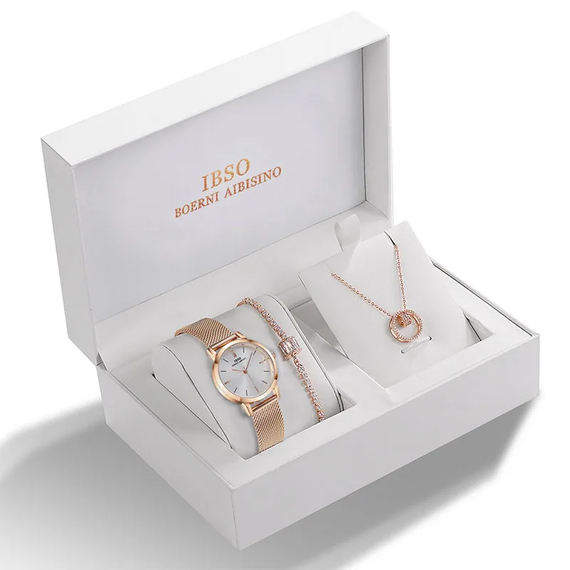 IBSO Women Quartz Watch Set Crystal Design Bracelet Necklace Watch Sets Female Jewelry Fashion Silver Luxury Watch Lady's Gift
IBSO Women Quartz Watch Set Crystal Design Bracelet Necklace Watch Sets Female Jewelry Fashion Silver Luxury Watch Lady's Gift