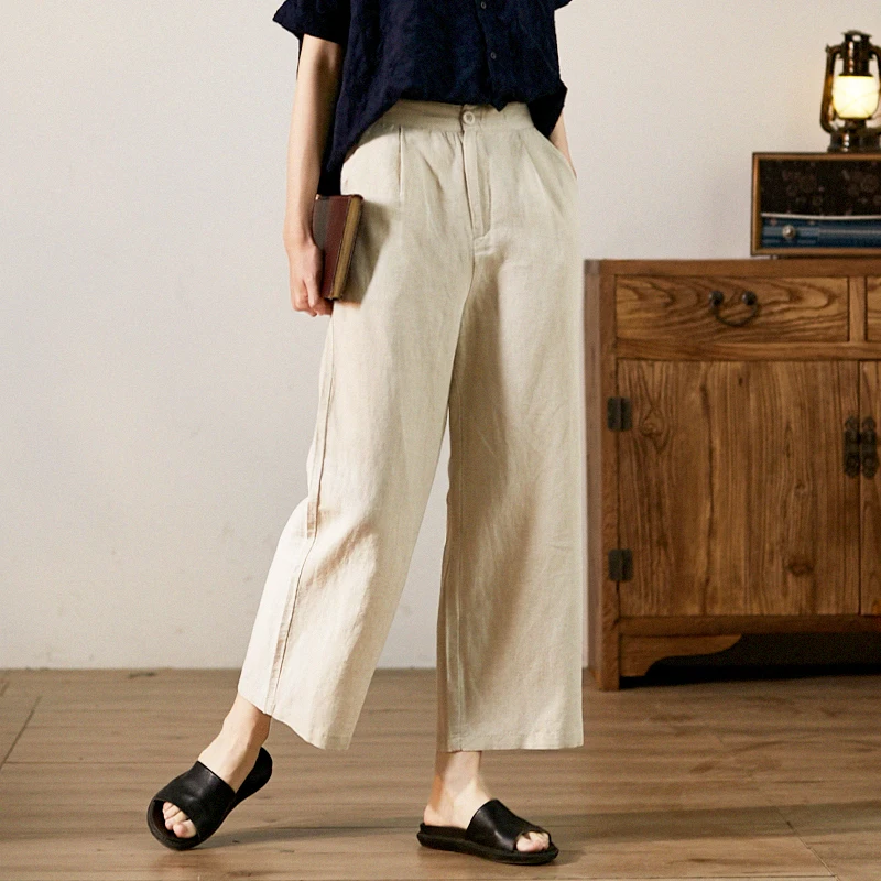 Summer Women Cottagecore Japan Style Comfortable Natural Fabric Skin friendly Cotton Linen Trousers Elastic Waist Wide Leg Pants
Summer Women Cottagecore Japan Style Comfortable Natural Fabric Skin friendly Cotton Linen Trousers Elastic Waist Wide Leg Pants