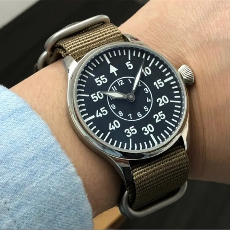 44mm Big Dial Men Pilot ETA6498 Military mechanical Watch Original ST3621 Movement Mens luminous Wrist Watches
44mm Big Dial Men Pilot ETA6498 Military mechanical Watch Original ST3621 Movement Mens luminous Wrist Watches