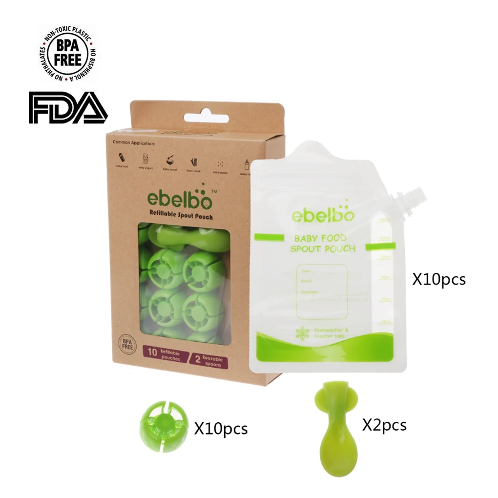 10pcs Baby Food Storage Bags with 10 Lids and 2 Spoons Kids Puree Food Supplement Recyclable Drink Feeding Pouch
10pcs Baby Food Storage Bags with 10 Lids and 2 Spoons Kids Puree Food Supplement Recyclable Drink Feeding Pouch
