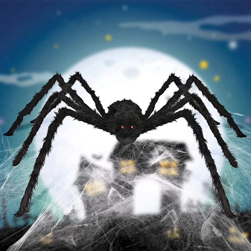 Halloween Spider Decorations 2 Pcs Realistic Hairy Spiders Set for Outdoor Decor Haunted House Yard | Дом и сад