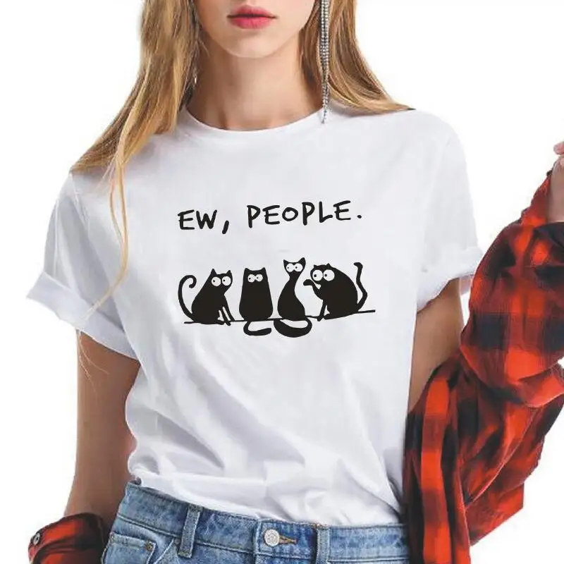 Футболка женская, летняя, с принтом кота, с коротким рукавом 
Футболка женская, летняя, с принтом кота, с коротким рукавом