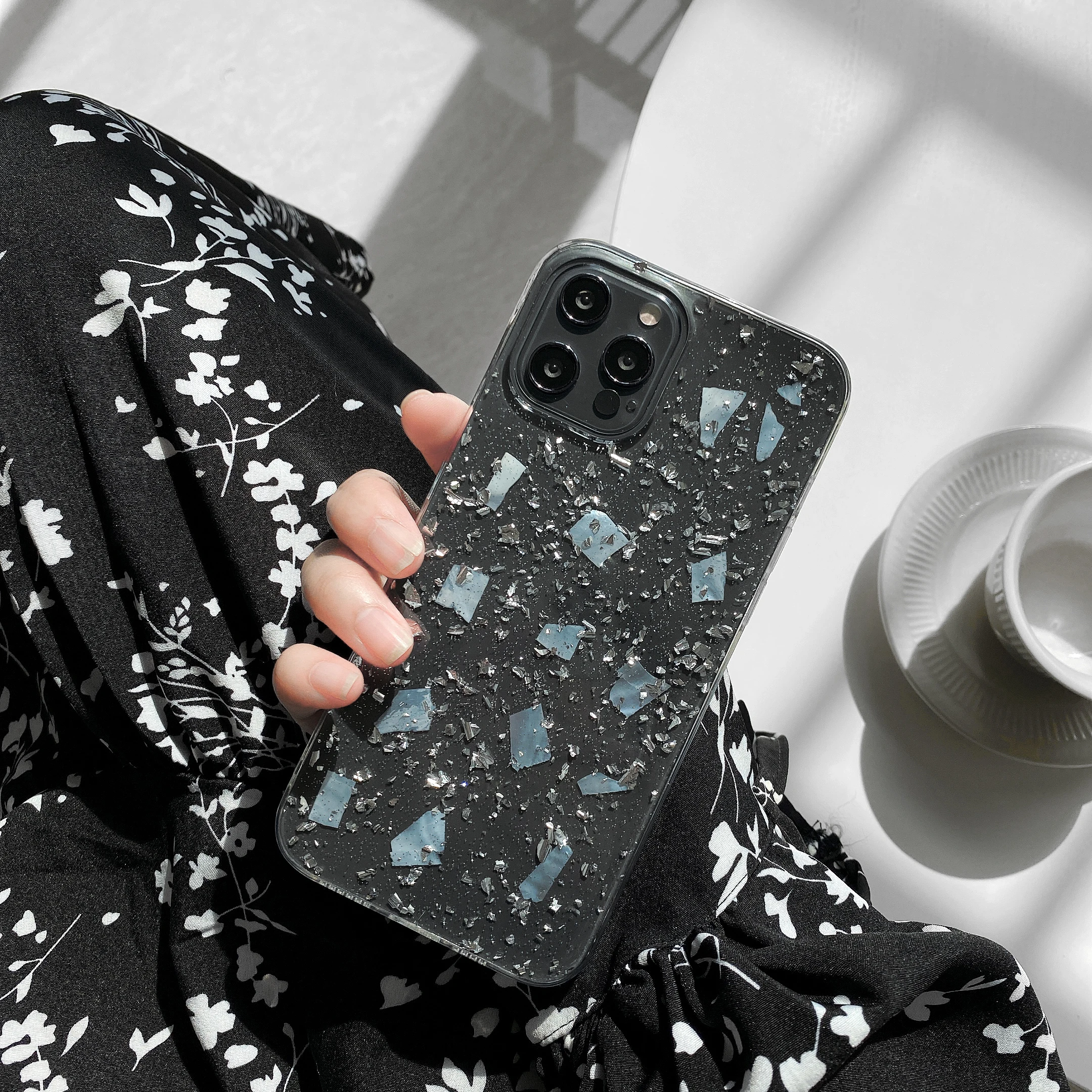 Epoxy silver foil shell pattern suitable for iphone11ProMax mobile phone case 7 / 8plus x xsmax xr protective cover 
Epoxy silver foil shell pattern suitable for iphone11ProMax mobile phone case 7 / 8plus x xsmax xr protective cover