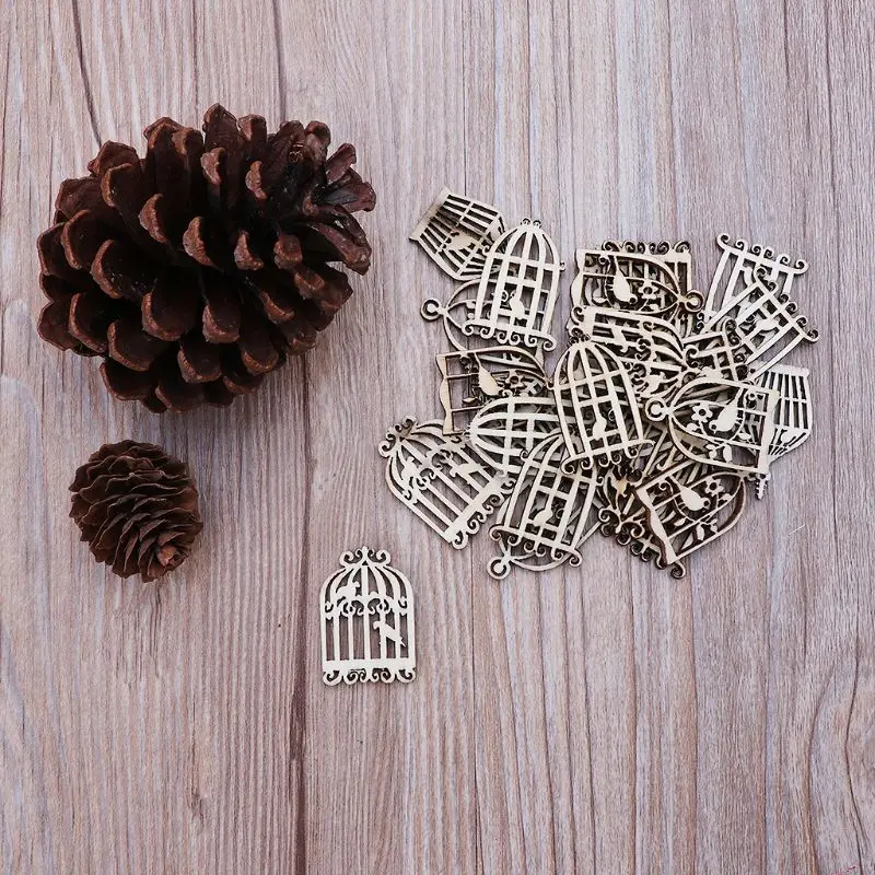 25pcs Natural Wooden Craft Embellishments Birdcage Shape Handmade Cut Decoration For Scrapbooking Accessories
25pcs Natural Wooden Craft Embellishments Birdcage Shape Handmade Cut Decoration For Scrapbooking Accessories