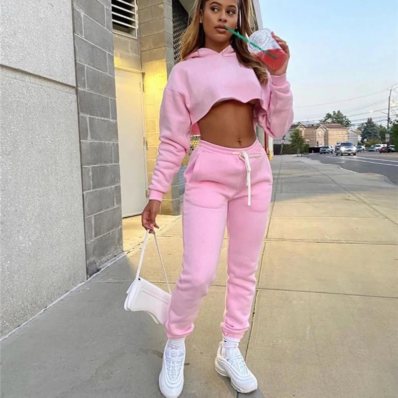 New Sweatsuit Women's Set Solid Hooded Crop Top Jogger Pants Set Tracksuit Fitness Two Piece Set Outfits Dropshipping
New Sweatsuit Women's Set Solid Hooded Crop Top Jogger Pants Set Tracksuit Fitness Two Piece Set Outfits Dropshipping