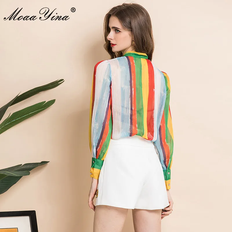 MoaaYina 2021 Autumn Runway Fashion Shorts Suit Women's Color stripes Shirts and White floral Shorts 2 Piece Set
MoaaYina 2021 Autumn Runway Fashion Shorts Suit Women's Color stripes Shirts and White floral Shorts 2 Piece Set