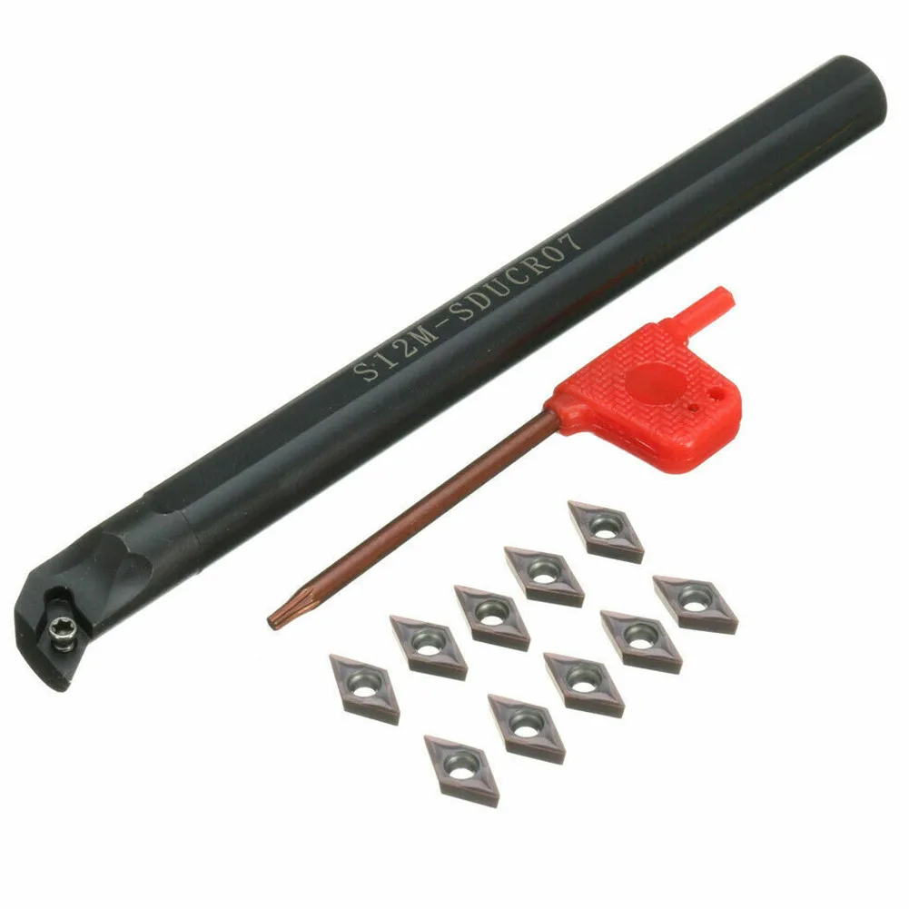 12pcs/set S12M-SDUCR07 Bracket T8 Wrench CNC Lathe Turning Tool Holder 10Pcs Steel DCMT0702 Inserts DCMT070208 VP15TF Blade
12pcs/set S12M-SDUCR07 Bracket T8 Wrench CNC Lathe Turning Tool Holder 10Pcs Steel DCMT0702 Inserts DCMT070208 VP15TF Blade