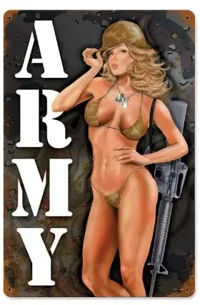 

Old Time Signs Army Pinup Metal Sign Wall Decor 18 x 12
