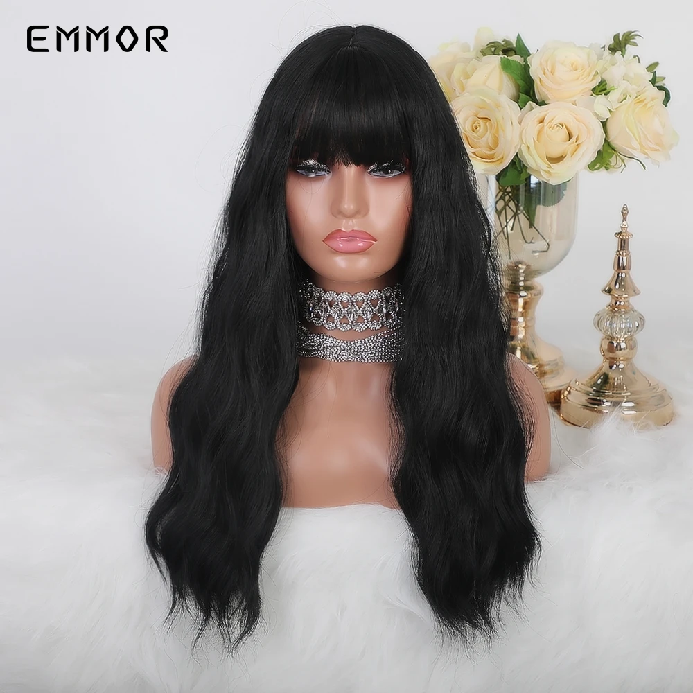 EMMOR Synthetic Long Dark Black Water Wave Wigs With Air Bangs for White Black Women Heat Resistant Daily Cosplay Wigs
EMMOR Synthetic Long Dark Black Water Wave Wigs With Air Bangs for White Black Women Heat Resistant Daily Cosplay Wigs
