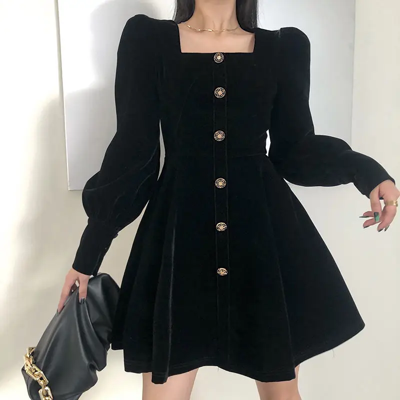 Black Mini Dress Casual Square Collar Dresses Vestidos 2021 Spring Autumn Vintage Female Dress Puff Sleeve Lady Party Dress
Black Mini Dress Casual Square Collar Dresses Vestidos 2021 Spring Autumn Vintage Female Dress Puff Sleeve Lady Party Dress
