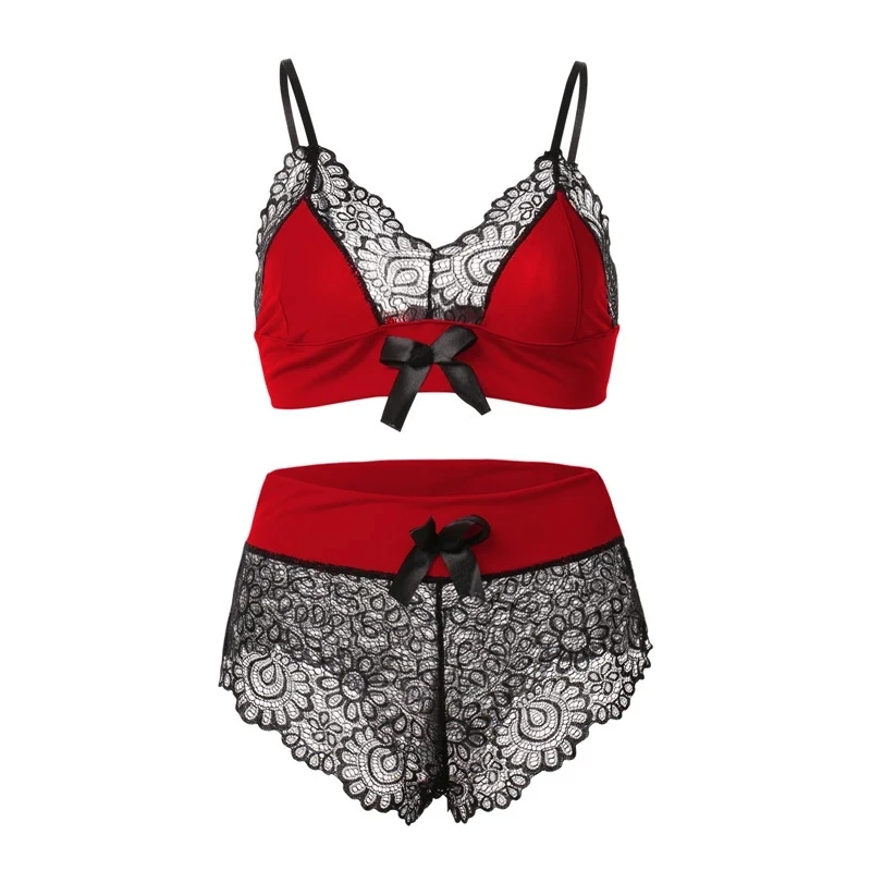 2Pcs Sexy Lingerie Set Women Lace Pattern Bow Satin Trim Straps Bra Set Halter Open Deep V Hot Erotic Underwear Sets 
2Pcs Sexy Lingerie Set Women Lace Pattern Bow Satin Trim Straps Bra Set Halter Open Deep V Hot Erotic Underwear Sets