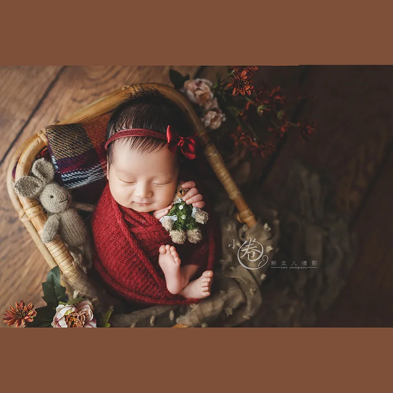 Newborn Photograph Props Flax Wrap Comfortable Retro Style Baby Decorative Blanket Photo Shoot for Infant Photography | Мать и ребенок