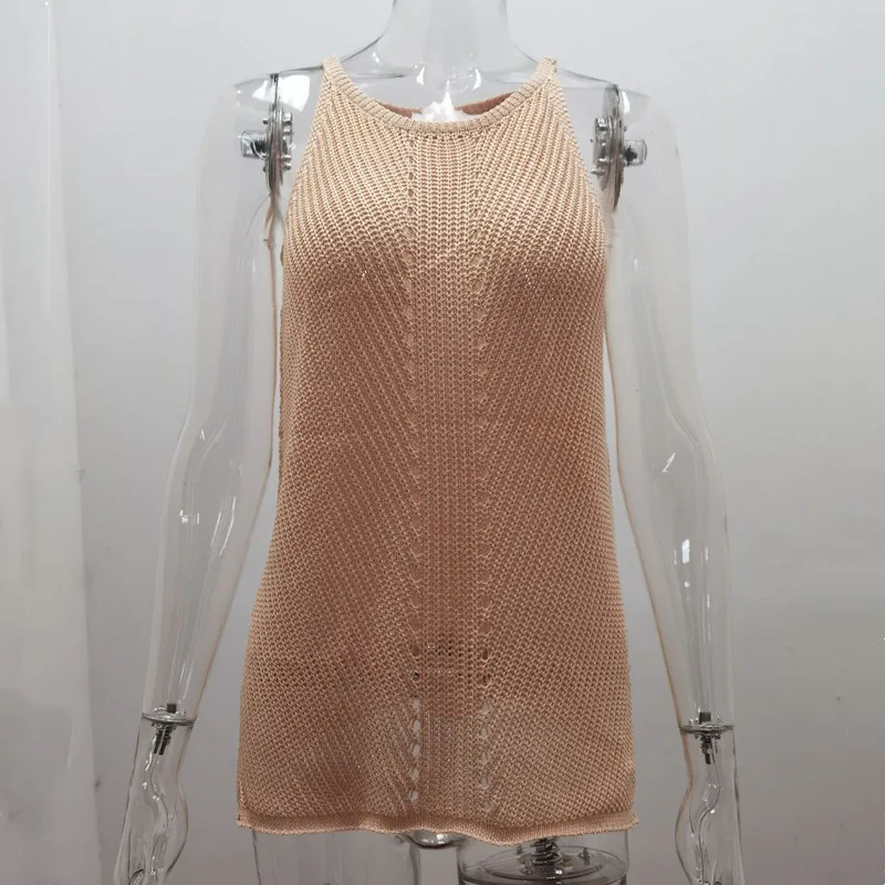2021 Summer Women's New Loose Halter Neck Vest Knitted Beach Style Ladies Solid Color Off Shoulder Sleeveless Tank Tops Femme
2021 Summer Women's New Loose Halter Neck Vest Knitted Beach Style Ladies Solid Color Off Shoulder Sleeveless Tank Tops Femme