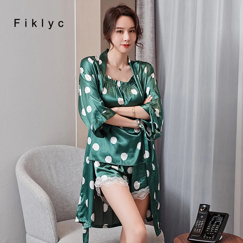 Fiklyc Women's Dot Print Casual Sexy Elegant Sleepwear 3Pieces Pajamas Sets Fashion Spring Summer Nightwear Pijamas Femme Newest
Fiklyc Women's Dot Print Casual Sexy Elegant Sleepwear 3Pieces Pajamas Sets Fashion Spring Summer Nightwear Pijamas Femme Newest