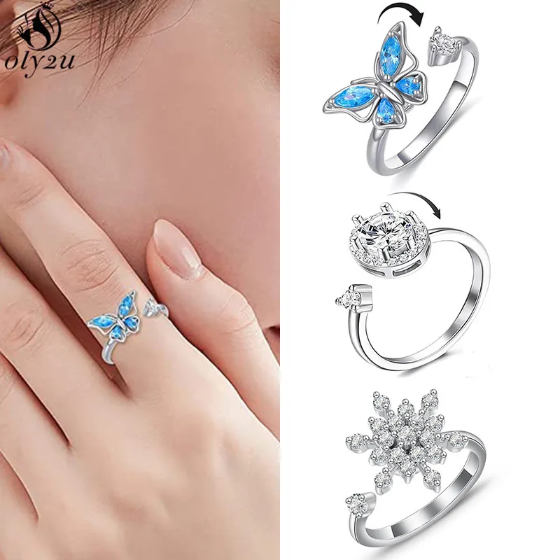Luxury Rotate Freely Spinning Anxiety Rings for Women Wedding Jewelry CZ Butterfly Sunflower Finger Jewelry Anti Stress Gifts
Luxury Rotate Freely Spinning Anxiety Rings for Women Wedding Jewelry CZ Butterfly Sunflower Finger Jewelry Anti Stress Gifts