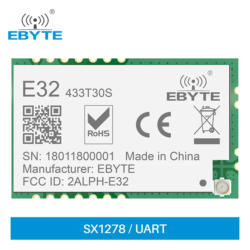 LoRa SX1278 433MHz 1W SMD Long Range IoT Wireless Transceiver Transmitter Receiver Module EBYTE E32-433T30S-V3.0 IPX Stamp Hole
LoRa SX1278 433MHz 1W SMD Long Range IoT Wireless Transceiver Transmitter Receiver Module EBYTE E32-433T30S-V3.0 IPX Stamp Hole