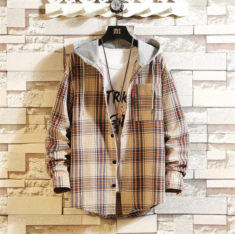 2021Spring and Autumn Men's shirts Casual Plaid Hooded Shirt Men's Cotton Loose Long Sleeve thin Shirts
2021Spring and Autumn Men's shirts Casual Plaid Hooded Shirt Men's Cotton Loose Long Sleeve thin Shirts