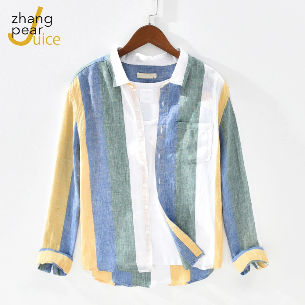 Men Striped Shirt Casual Lapel Neck Long Sleeve Button Shirt Chic Loose Streetwear Blouse Chemise 2021 Cotton Linen
Men Striped Shirt Casual Lapel Neck Long Sleeve Button Shirt Chic Loose Streetwear Blouse Chemise 2021 Cotton Linen