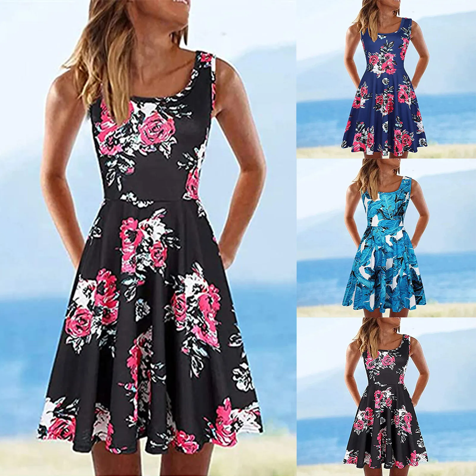 66# Fashion Women Sleeveless Printed U-neck A-line Skinny Tank Dress Long Dress Vestido De Mujer Summer Dress
66# Fashion Women Sleeveless Printed U-neck A-line Skinny Tank Dress Long Dress Vestido De Mujer Summer Dress