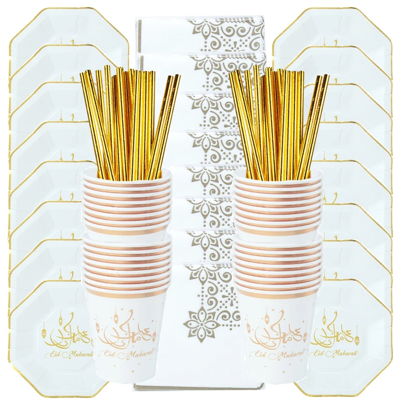 Eid Mubarak Disposable Tableware Ramadan Decoration Plate Cup Islamic Muslim Party Ramadan Kareem Eid AL Adha Decor For Home 
Eid Mubarak Disposable Tableware Ramadan Decoration Plate Cup Islamic Muslim Party Ramadan Kareem Eid AL Adha Decor For Home