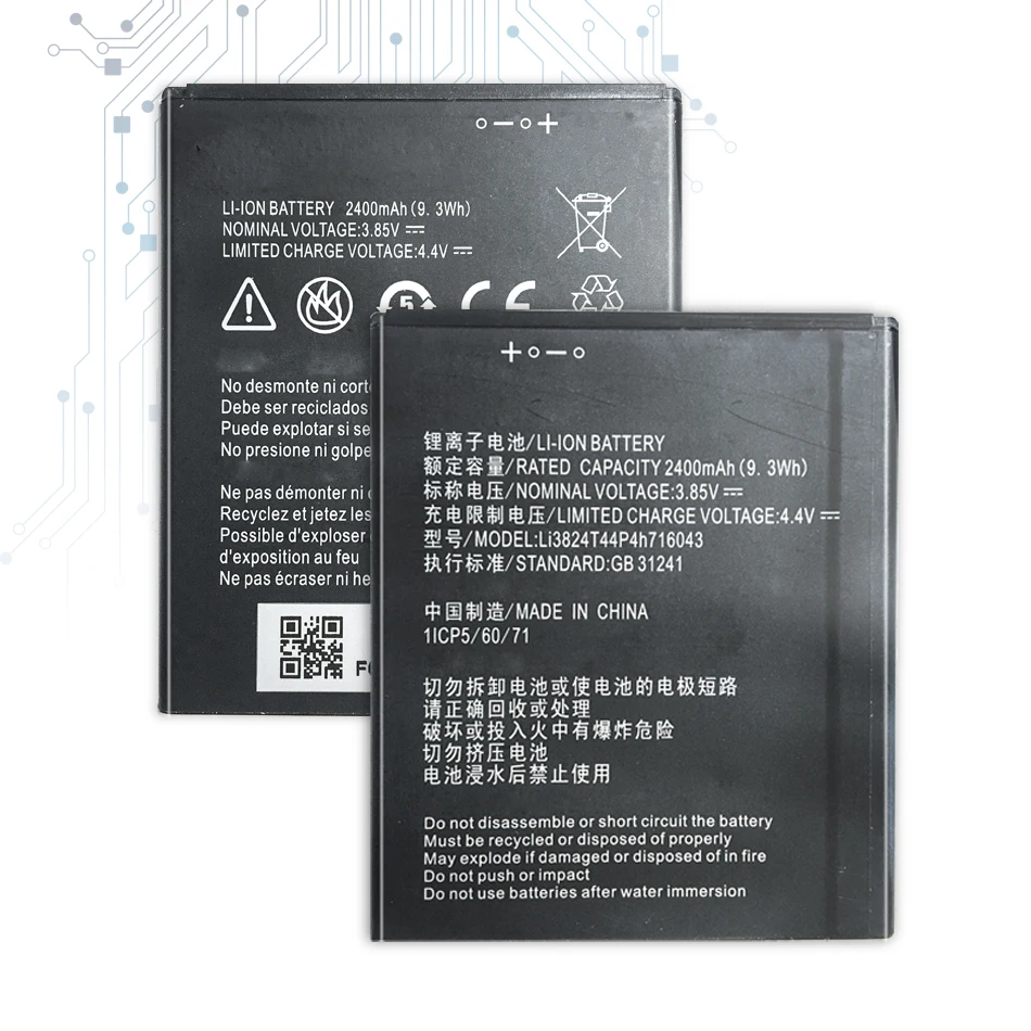 3.85V 2400mAh Li3824T44P4h716043 For ZTE Blade A520 A521 BA520 A 520 A 521 Battery Bateria Batteries
3.85V 2400mAh Li3824T44P4h716043 For ZTE Blade A520 A521 BA520 A 520 A 521 Battery Bateria Batteries