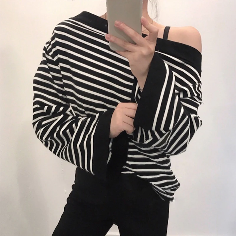 Harteen T Shirt Women Clothing Korean Fashion All Match Vintage Striped Slash Neck Casual Tshirts Femme Tops Poleras Mujer
Harteen T Shirt Women Clothing Korean Fashion All Match Vintage Striped Slash Neck Casual Tshirts Femme Tops Poleras Mujer