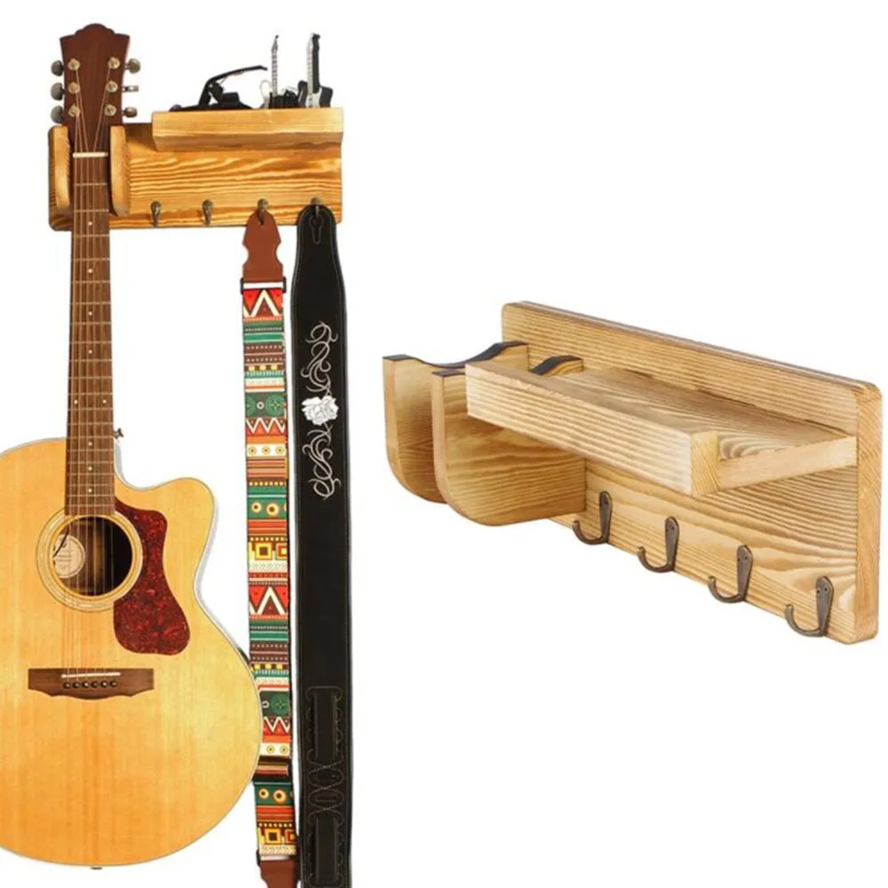 1 Set Wall Mount Guitar Holder Wooden Stand Bracket Display Rack With 4 Hooks For All Kinds Of Guitars Accessories
1 Set Wall Mount Guitar Holder Wooden Stand Bracket Display Rack With 4 Hooks For All Kinds Of Guitars Accessories