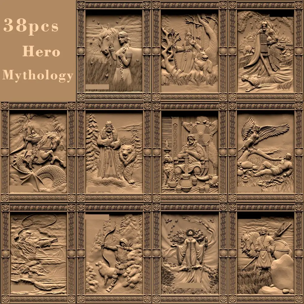 38pcs Hero Mythology 3d model STL relief for CNC Router STL format Artcam Aspire Decorative panel design Cut3D Vcarve
38pcs Hero Mythology 3d model STL relief for CNC Router STL format Artcam Aspire Decorative panel design Cut3D Vcarve