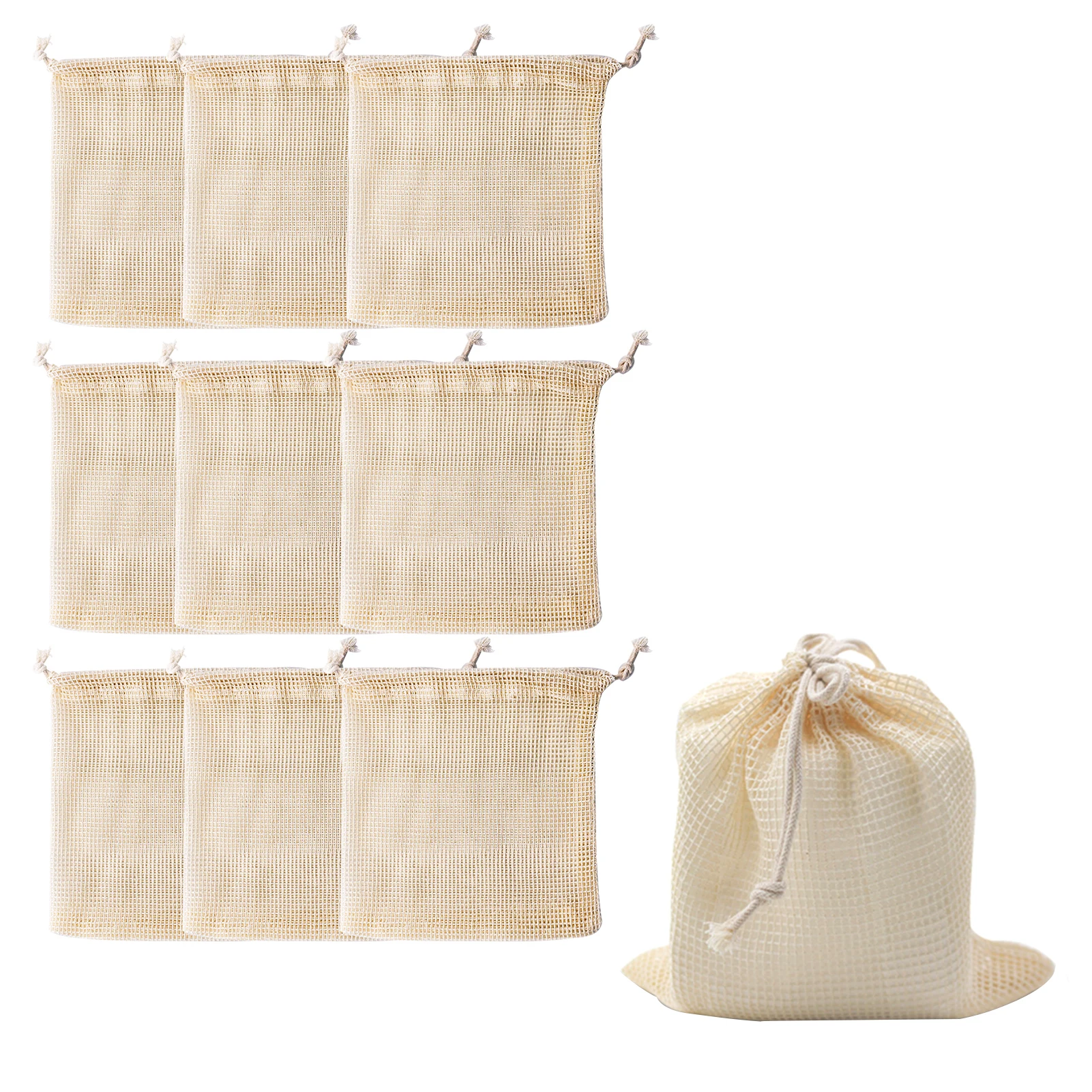 10PCS Cotton Mesh Bags Drawstring Reusable Muslin Produce Bag Washable Multi Purpose Storage Bag 6.3x6.3 Inch Make-up Mesh Bags
10PCS Cotton Mesh Bags Drawstring Reusable Muslin Produce Bag Washable Multi Purpose Storage Bag 6.3x6.3 Inch Make-up Mesh Bags