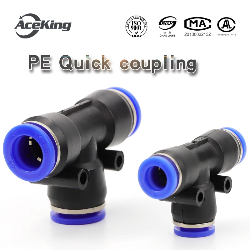 

PE 3Way T shaped Tee Pneumatic 10mm 8mm 12mm 6mm 4mm 16mm OD Hose Tube Push In Air Gas Fitting Quick Fittings Connector Adapters