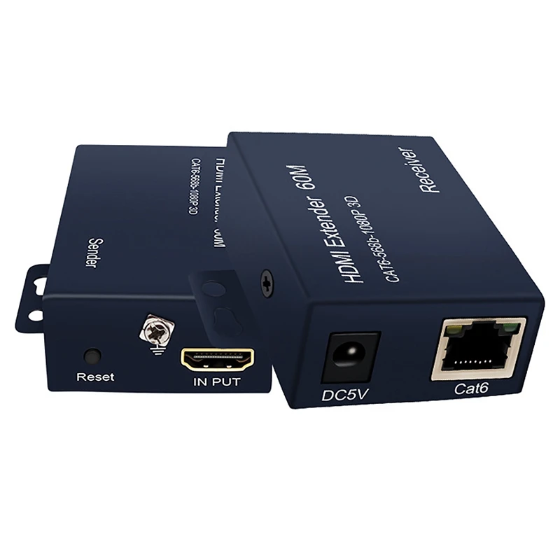 HDMI Extender 60M Network Cable Transmitter Signal Amplifier RJ45 to 1080P@60 Hz Transceiver
HDMI Extender 60M Network Cable Transmitter Signal Amplifier RJ45 to 1080P@60 Hz Transceiver