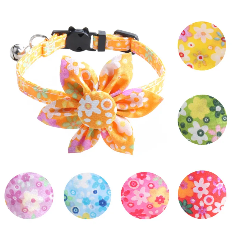 Summer Flower Pattern Cat Collar Adjustable Puppy Chihuahua Bow Tie Safety Buckle Kitten Necklace with Bell Pets Accessories
Summer Flower Pattern Cat Collar Adjustable Puppy Chihuahua Bow Tie Safety Buckle Kitten Necklace with Bell Pets Accessories