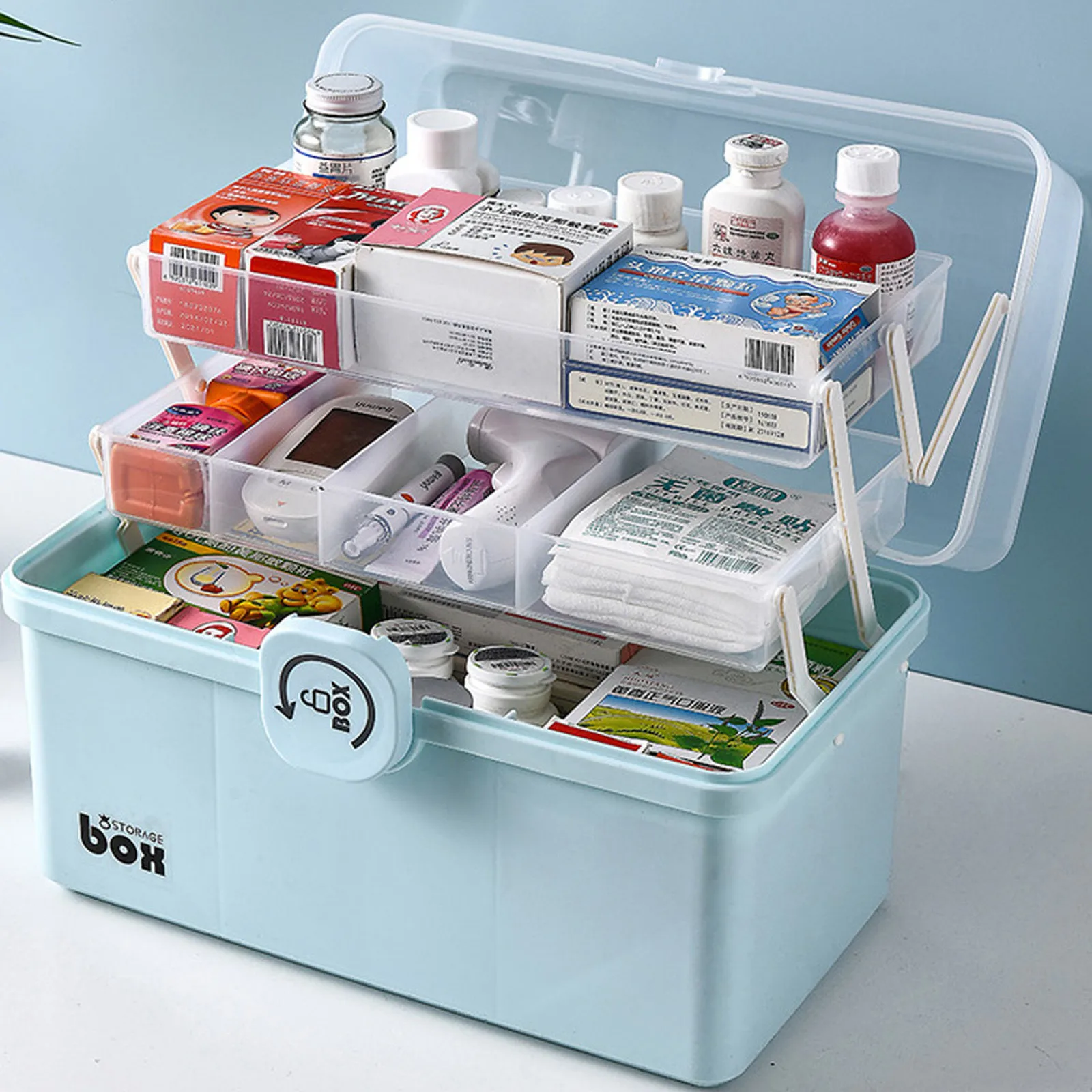 

Home Supplies Kitchen Accessories 2021 3 Tier Portable Medicine Box - Foldable Storage Box - 34 X 19 X 22.5cm Locker Pills Baske