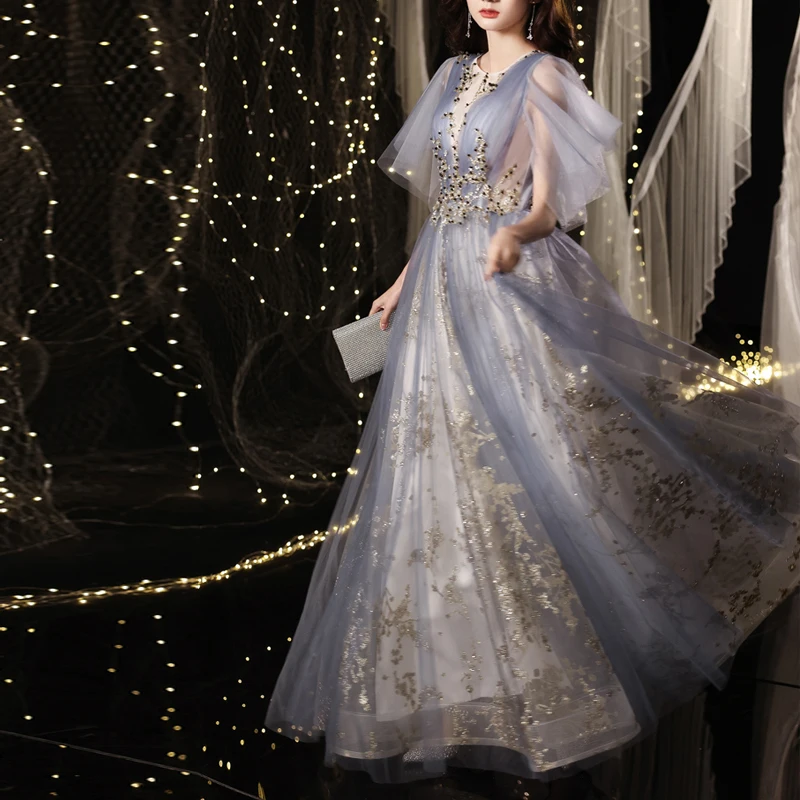 Women blue elegant dress beading long dresses quality party young lady dresses back knitted
Women blue elegant dress beading long dresses quality party young lady dresses back knitted