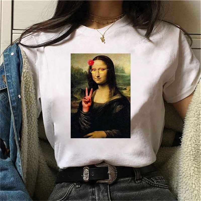 2021 Mona Lisa Cute Painting Women T Shirt Female T-shirt Aesthetic Harajuku Tshirt Funny Ulzzang 90s Grunge Tumblr Streetwear 
2021 Mona Lisa Cute Painting Women T Shirt Female T-shirt Aesthetic Harajuku Tshirt Funny Ulzzang 90s Grunge Tumblr Streetwear