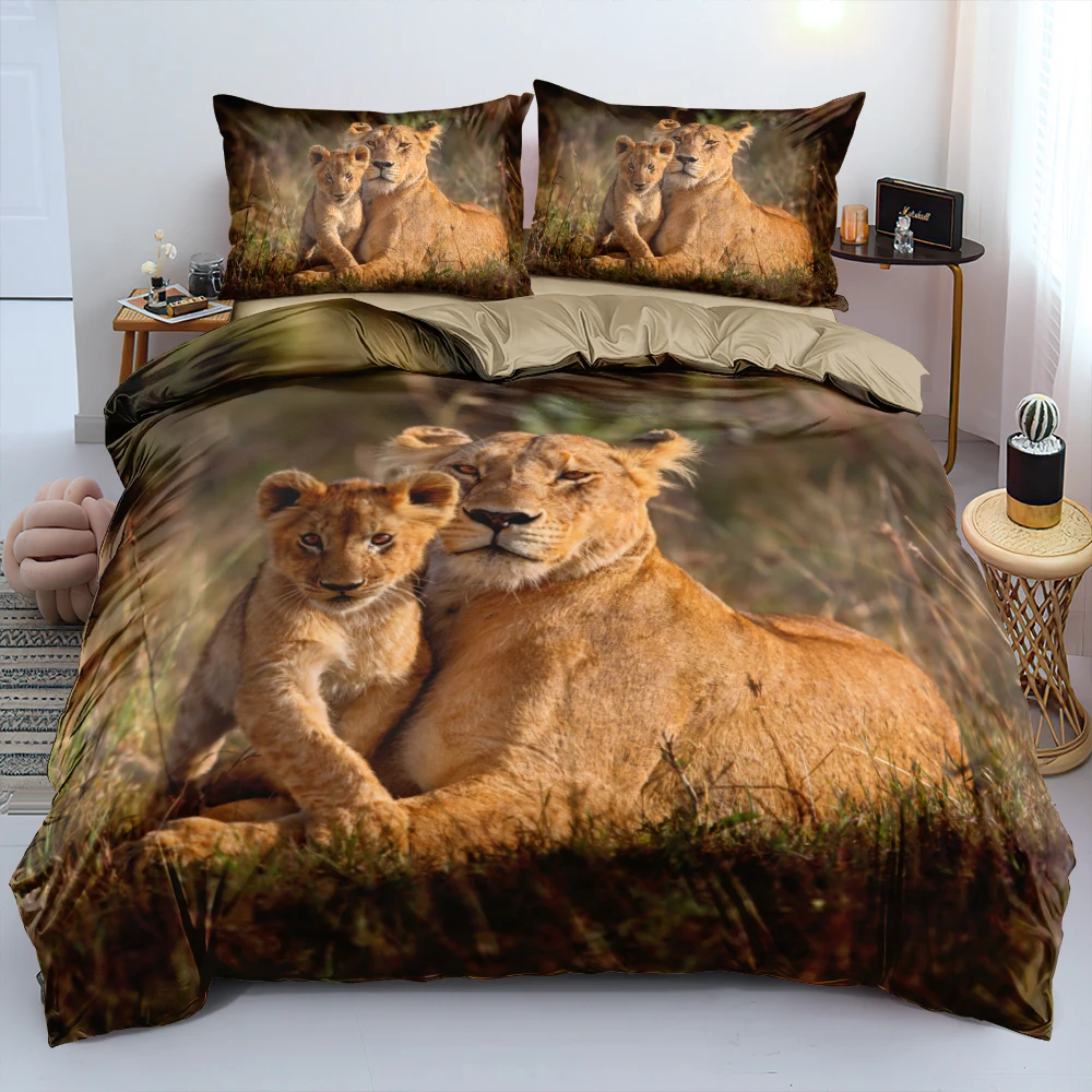 

Animal Bedding Set 3D Lion Duvet Cover Sets Camel Bed Linens Pillow Slips King Queen Super King Twin Double Full Size 140*200cm