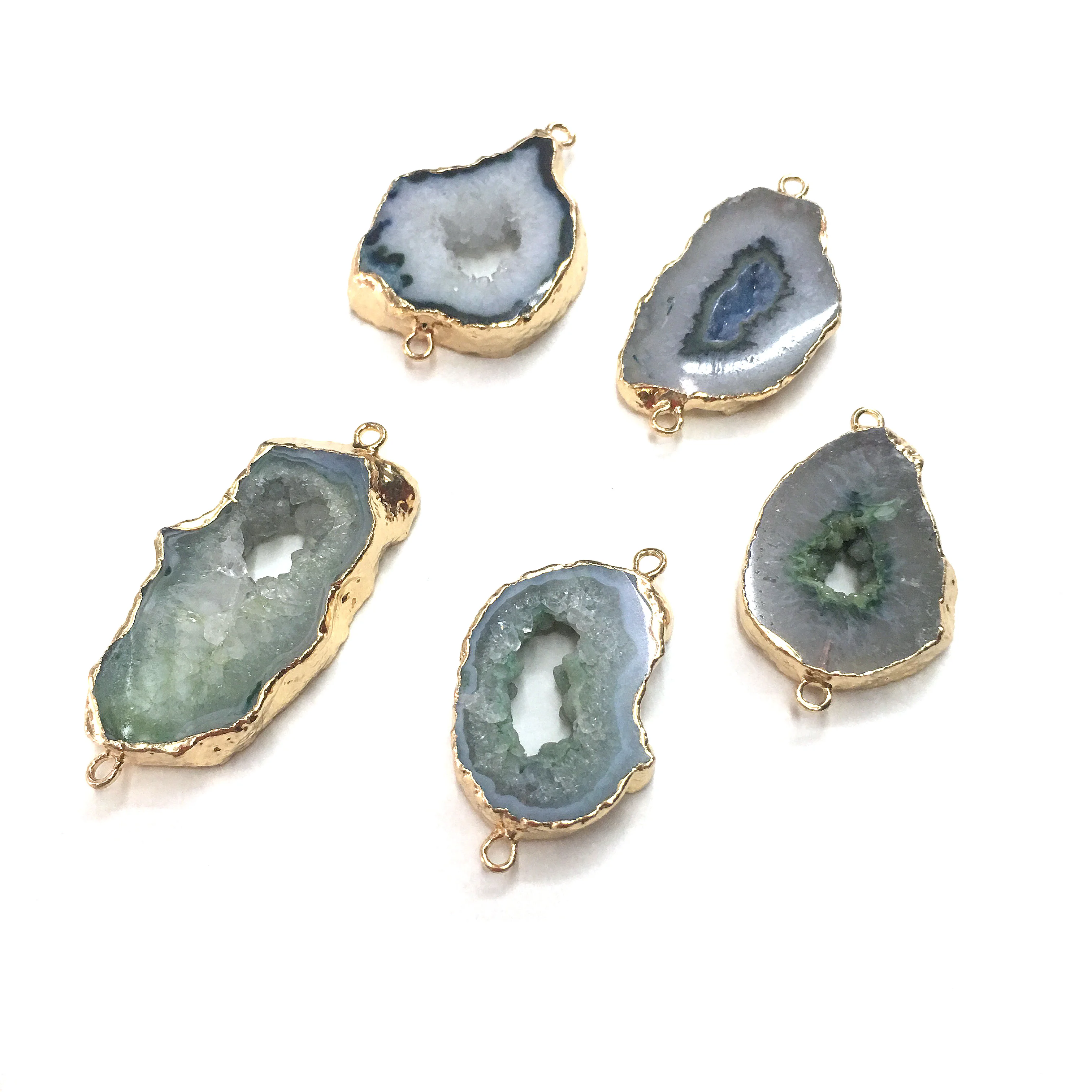Natural Stone slice Agates Pendants irregular shape Double hole connector for Jewelry Making DIY Necklace Bracelet Accessories
Natural Stone slice Agates Pendants irregular shape Double hole connector for Jewelry Making DIY Necklace Bracelet Accessories