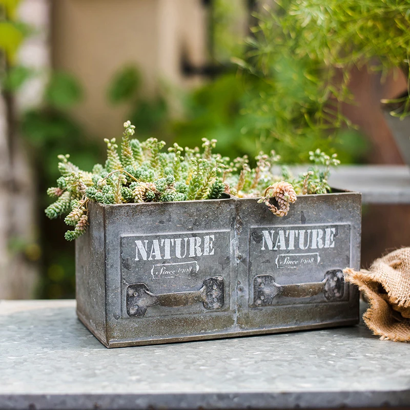 2 equal compartments drawer style handcrafted zinc vintage flower pot planter
2 equal compartments drawer style handcrafted zinc vintage flower pot planter