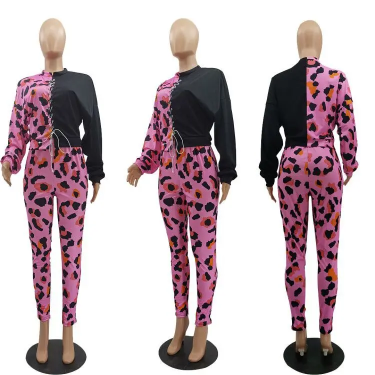 Echoine Autumn Spring Leopard Print Hooded Top and Pants Two Piece Set Patchwork Tracksuit Bandage Grommet Lace Up Sporty Suit
Echoine Autumn Spring Leopard Print Hooded Top and Pants Two Piece Set Patchwork Tracksuit Bandage Grommet Lace Up Sporty Suit