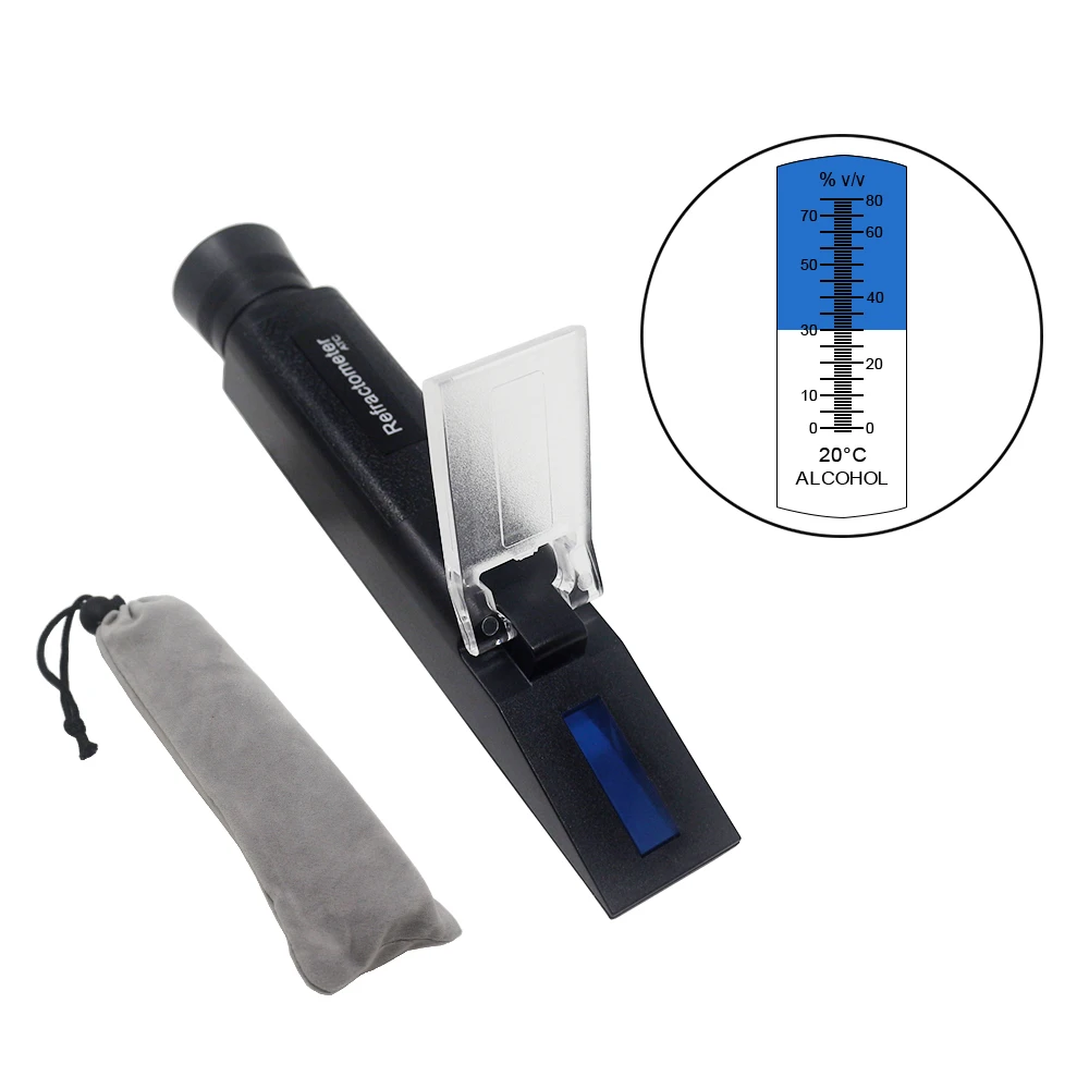 Handheld 0-80% Alcohol Refractometer Liquor Concentration Distilled Liquor Tester Meter Densimeter Alcohol ATC Refrectometer
Handheld 0-80% Alcohol Refractometer Liquor Concentration Distilled Liquor Tester Meter Densimeter Alcohol ATC Refrectometer