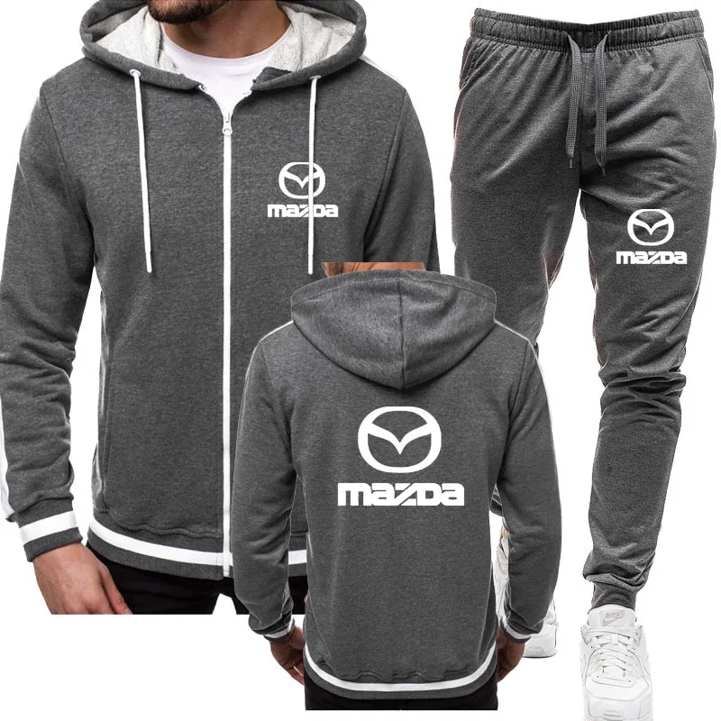 Autumn new stripe Splicing Mazda car logo print cotton Men's Hooded jacket sportswear Harajuku Hip hop street trend jacket+pants
Autumn new stripe Splicing Mazda car logo print cotton Men's Hooded jacket sportswear Harajuku Hip hop street trend jacket+pants