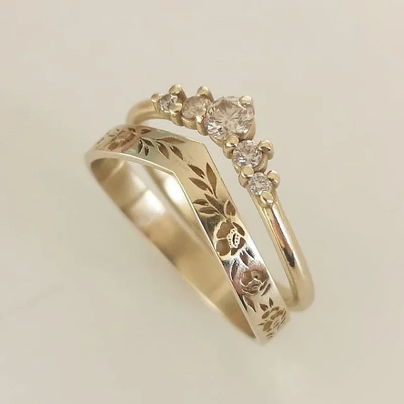 Milangirl 2 Pcs/set Classic Simple Ladies Vintage Refined V-shaped Wreath Ring Set Engagement Wedding Anniversary Party Jewelry
Milangirl 2 Pcs/set Classic Simple Ladies Vintage Refined V-shaped Wreath Ring Set Engagement Wedding Anniversary Party Jewelry