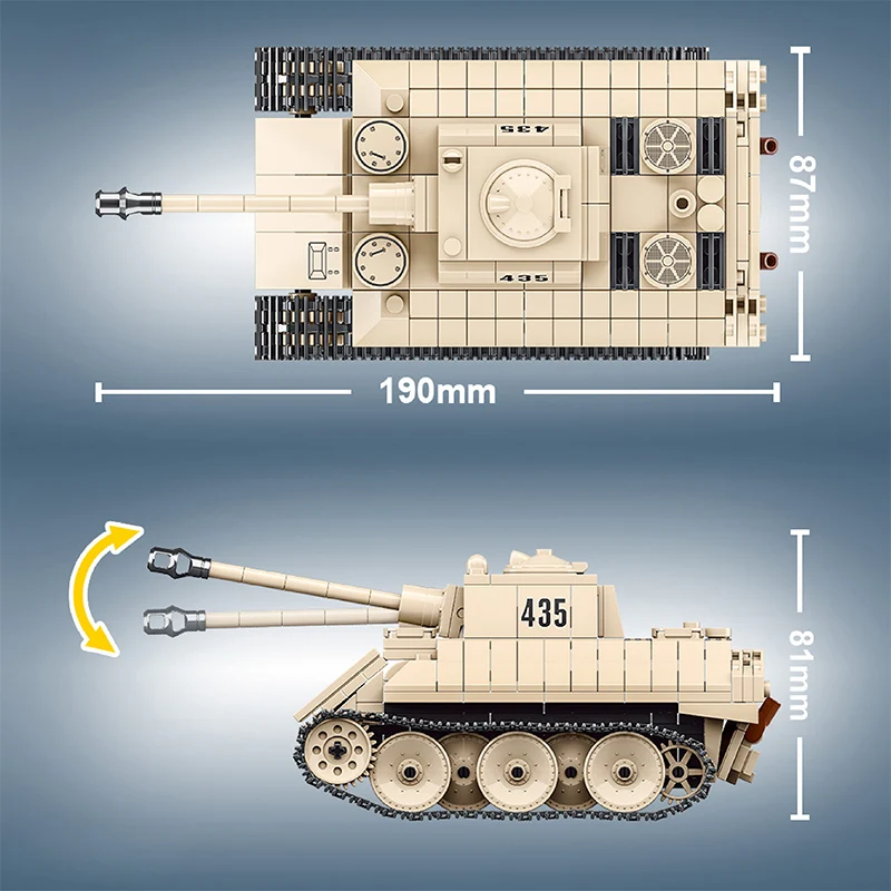 446 PCS WW2 Military VK 1602 Leopard Light Tank Building Blocks Creator Weapons MOC Bricks Set Kids Toys Children Boys Giftts
446 PCS WW2 Military VK 1602 Leopard Light Tank Building Blocks Creator Weapons MOC Bricks Set Kids Toys Children Boys Giftts