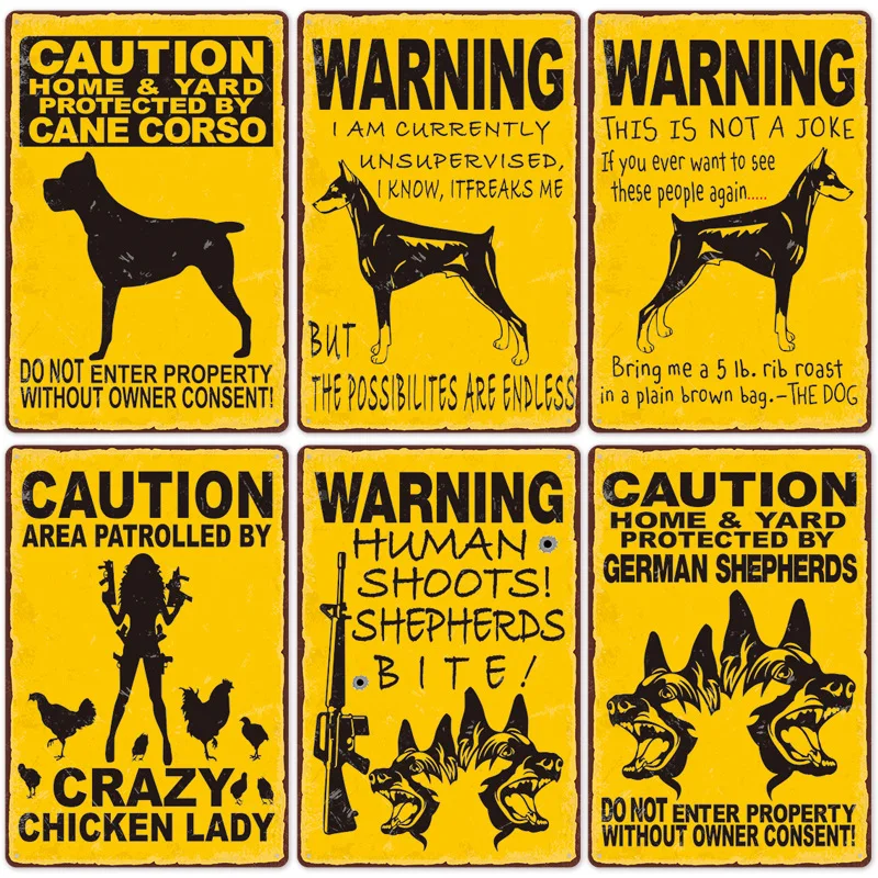 Warning Dog Vintage Metal Tin Signs Poster Beware of Dog Tin Plate Painting for Bar Family Here I Watch Plate Dog Decoration
Warning Dog Vintage Metal Tin Signs Poster Beware of Dog Tin Plate Painting for Bar Family Here I Watch Plate Dog Decoration