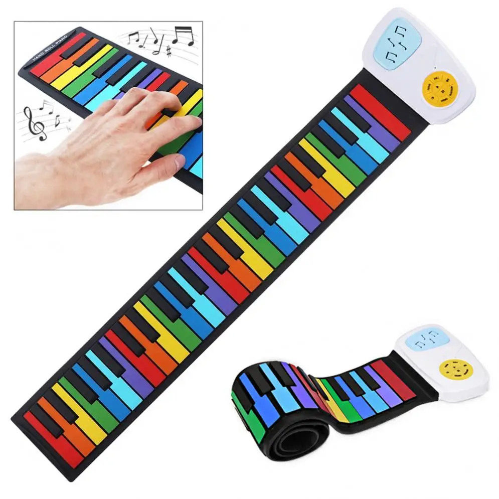 49 Keys Colorful Silicon Flexible Hand Roll Up Piano Electronic Keyboard Organ Built-in Speaker Enlightenment Gift
49 Keys Colorful Silicon Flexible Hand Roll Up Piano Electronic Keyboard Organ Built-in Speaker Enlightenment Gift