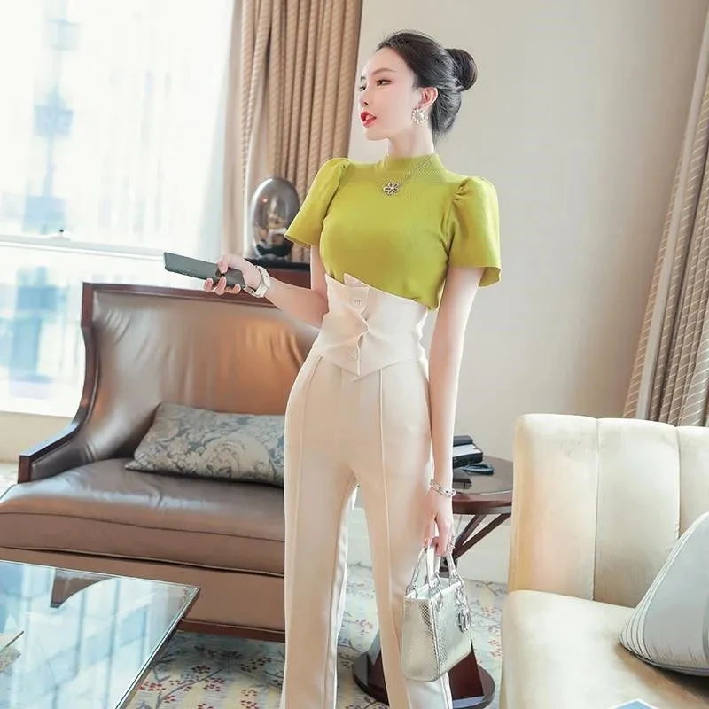 2pcs Set 2xl Office Lady sexy Korean style Women Summer Shirt+ pants Solid Tops Vintage pants Sets Elegant
2pcs Set 2xl Office Lady sexy Korean style Women Summer Shirt+ pants Solid Tops Vintage pants Sets Elegant