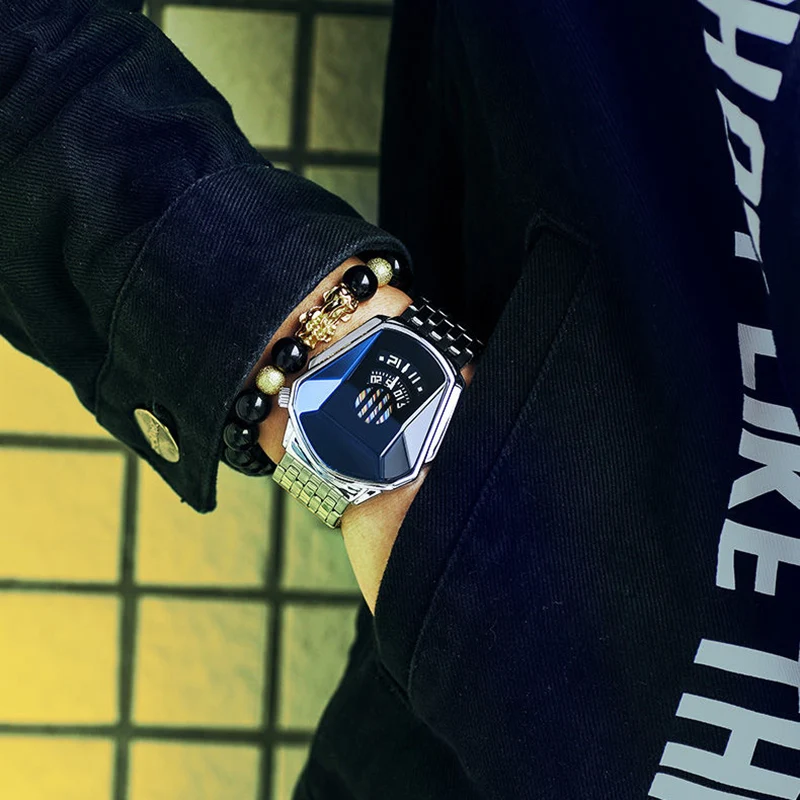 Newly Fashion Trend Diamond Style Quartz Watch Waterproof Fashion Steel Band Quartz Watch for Men Women personality large dial
Newly Fashion Trend Diamond Style Quartz Watch Waterproof Fashion Steel Band Quartz Watch for Men Women personality large dial