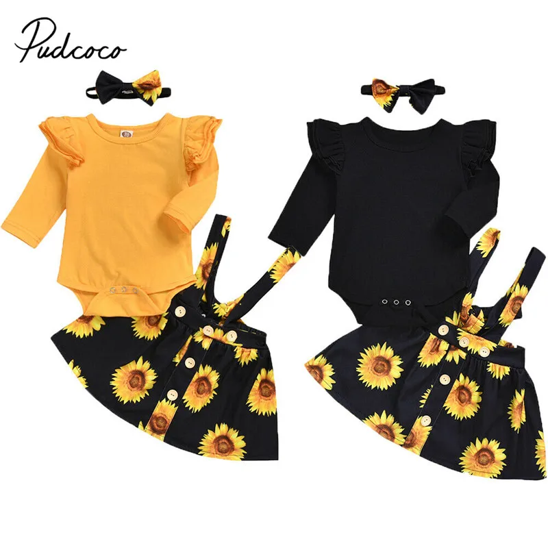 2PCS Newborn Infant Baby Girls Autumn Clothes Sets Yellow Black Cotton Knit Romper Tops Sunflower Strap Dress Outfits
2PCS Newborn Infant Baby Girls Autumn Clothes Sets Yellow Black Cotton Knit Romper Tops Sunflower Strap Dress Outfits