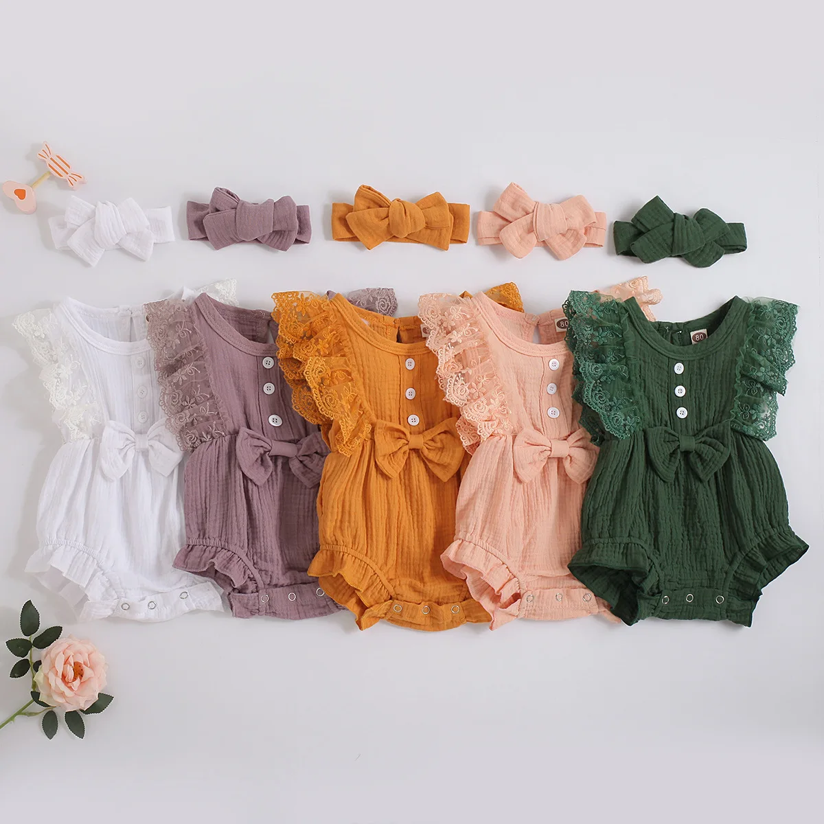 2021 Summer Baby Girls Romper + Headband Cotton Linen Ruffles Sleeveless Infant Rompers Newborn Clothes
2021 Summer Baby Girls Romper + Headband Cotton Linen Ruffles Sleeveless Infant Rompers Newborn Clothes
